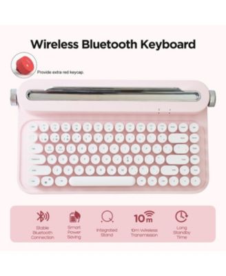 ACTTO B305 Wireless Keyboard, Retro Bluetooth Aesthetic Typewriter Style Keyboard with Integrated Stand