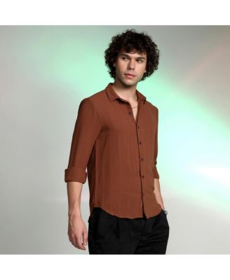 Men's Sienna Brown Woven-Lined Shirt