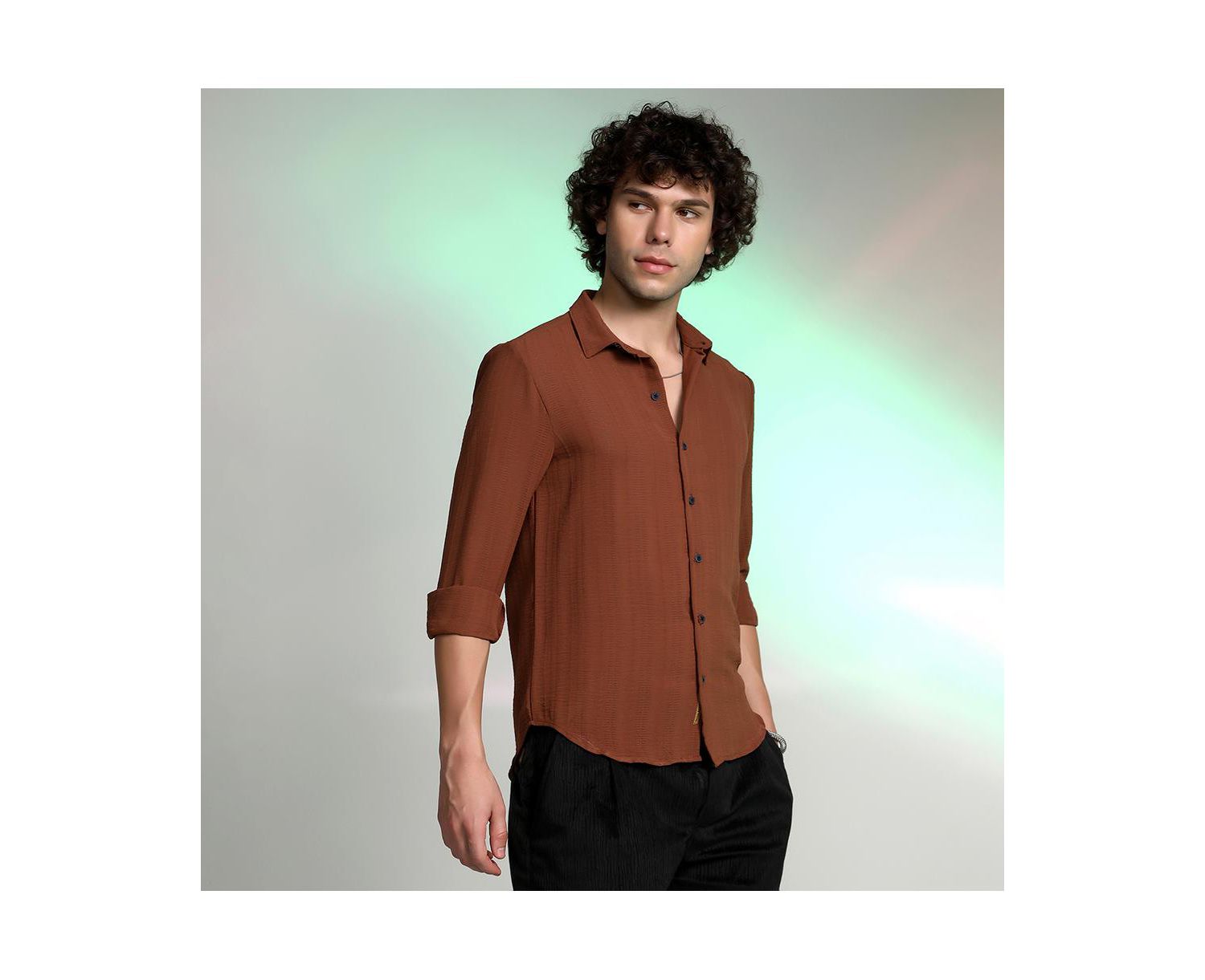 Men's Sienna Brown Woven-Lined Shirt