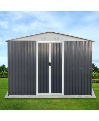 10FTx8FT Metal Anti-Corrosion Utility Tool House with Lockable Door, Windows