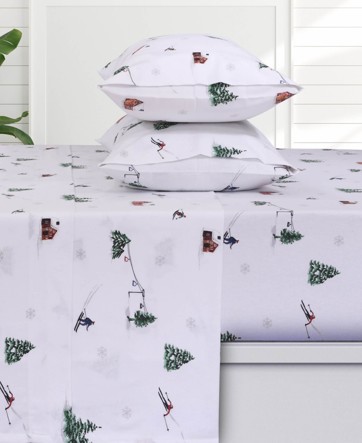 Azores Home Sofi Paisley Extra Deep Pocket Flannel 4-pc. Sheet Set, California King In White
