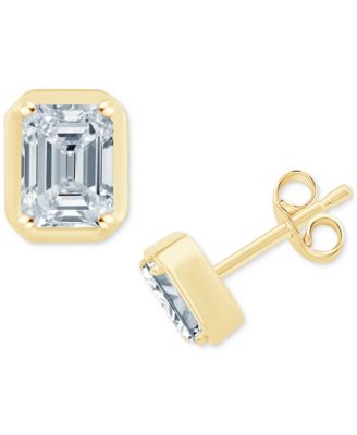 Diamond Emerald-Cut Bezel Stud Earrings (1/2 ct. t.w.) in 14k Gold