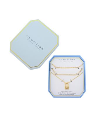 Cubic Zirconia Love Locket Pendant Layered Necklace Set