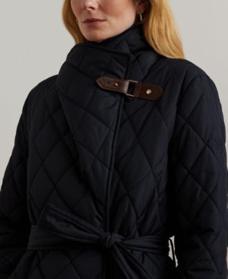Women's Belted Midi Quilt Coat