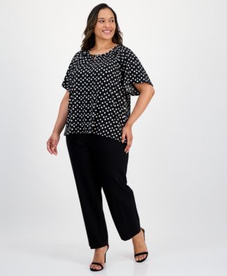 Plus Size Printed Short Sleeve Blouse