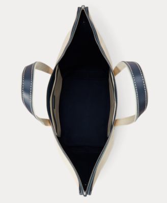 Women's Leather-Trim Canvas Large Shopper Tote