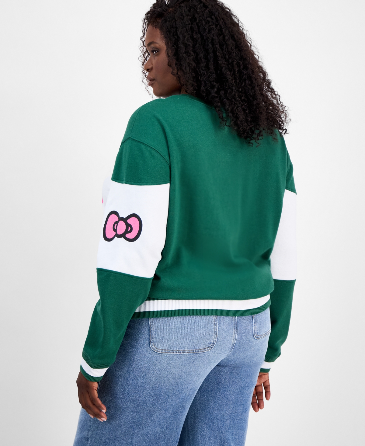 Love Tribe Trendy Plus Size Hello Kitty Sweatshirt In Green