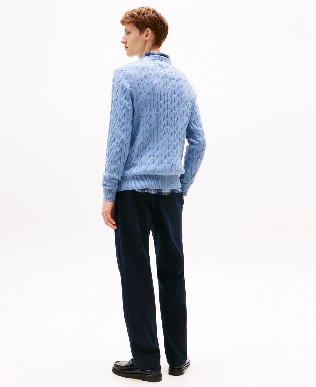 Tommy Hilfiger Men's Classic Cable Crewneck Sweater In Blue