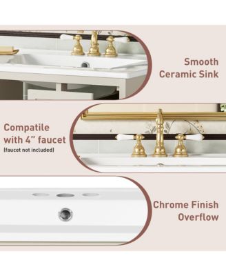 24" Sink with Overflow, 2 Drawers, Soft-Close Door, Wall-Mount Bathroom Vanity