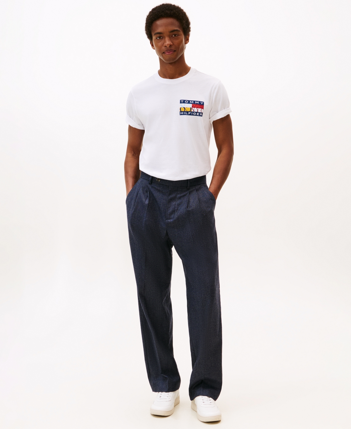 Tommy Hilfiger Men's Color Flag Graphic T-shirt In White