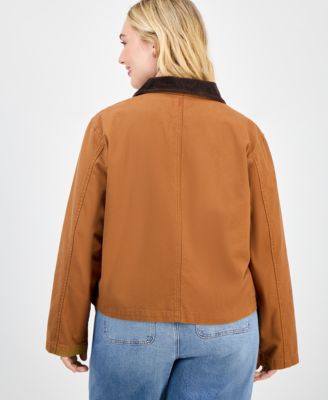 Trendy Plus Cotton Front-Zip Barn Jacket