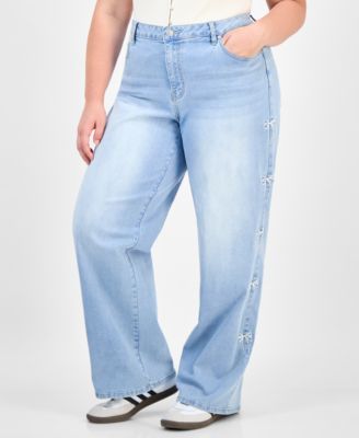 Trendy Plus Ultra 90's Bow-Detail Straight Jeans