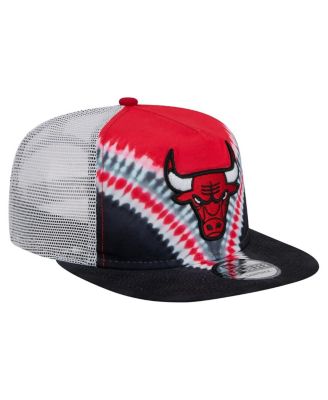 Men's Black/Red Chicago Bulls Throwback Dye Golfer Snapback Hat
