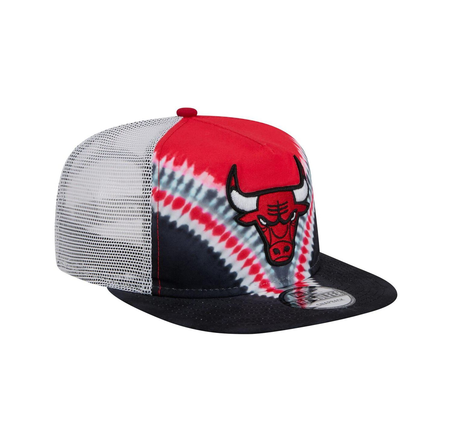 Men's Black/Red Chicago Bulls Throwback Dye Golfer Snapback Hat