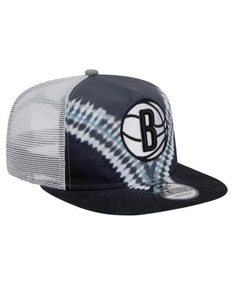 Men's Black/Gray Brooklyn Nets Throwback Dye Golfer Snapback Hat