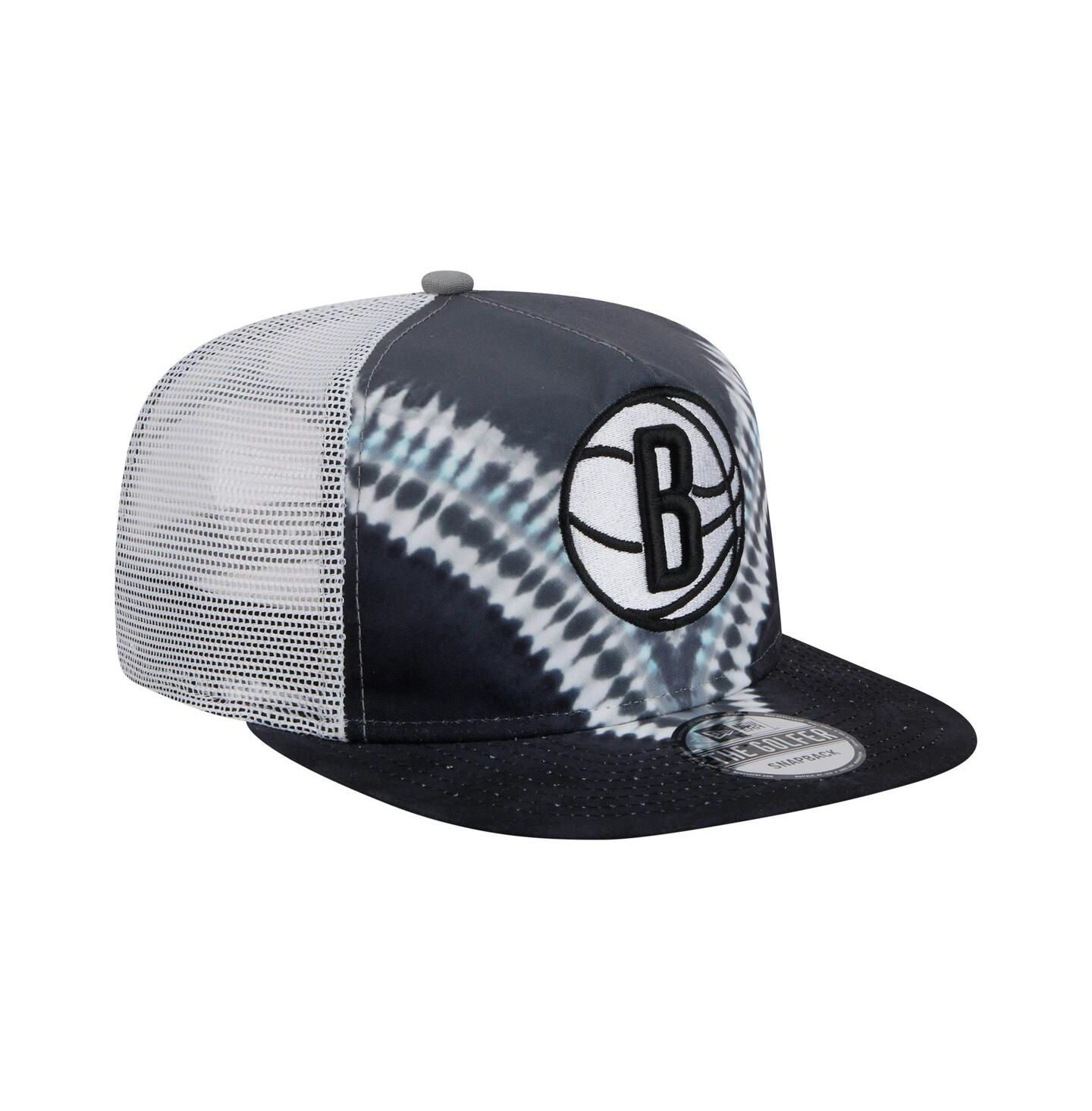 Мужская кепка New Era Black/Gray Brooklyn Nets Throwback Dye Golfer Snapback Hat — фото 3
