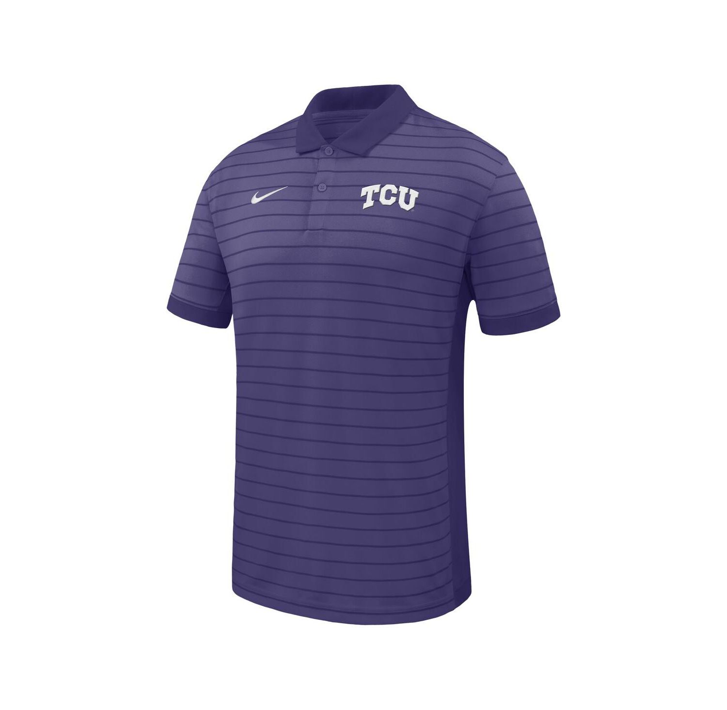 Men's Purple TCU Horned Frogs 2025 Early Season Coaches Sideline Victory Stripe Performance Polo Shirt
