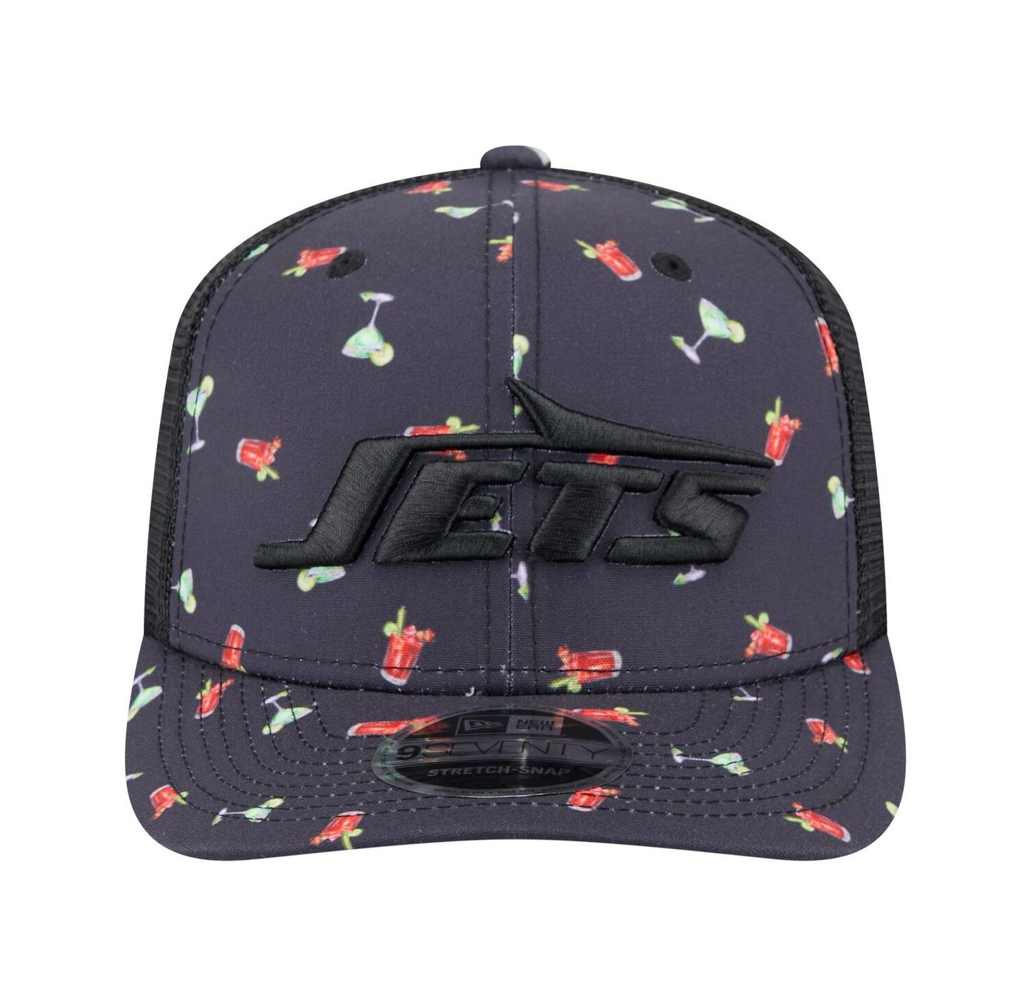 Men's Navy/Black New York Jets Adventure Drinks Pattern 9SEVENTY Stretch-Snap Hat