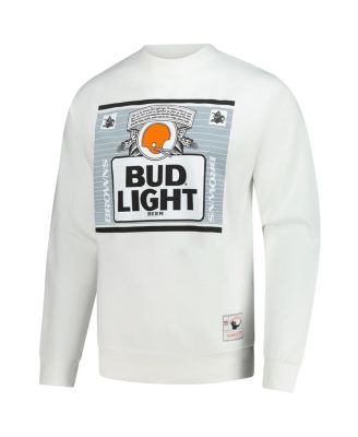 x Bud Men's Light White Cleveland Browns The Crest Pullover Sweatshirt
