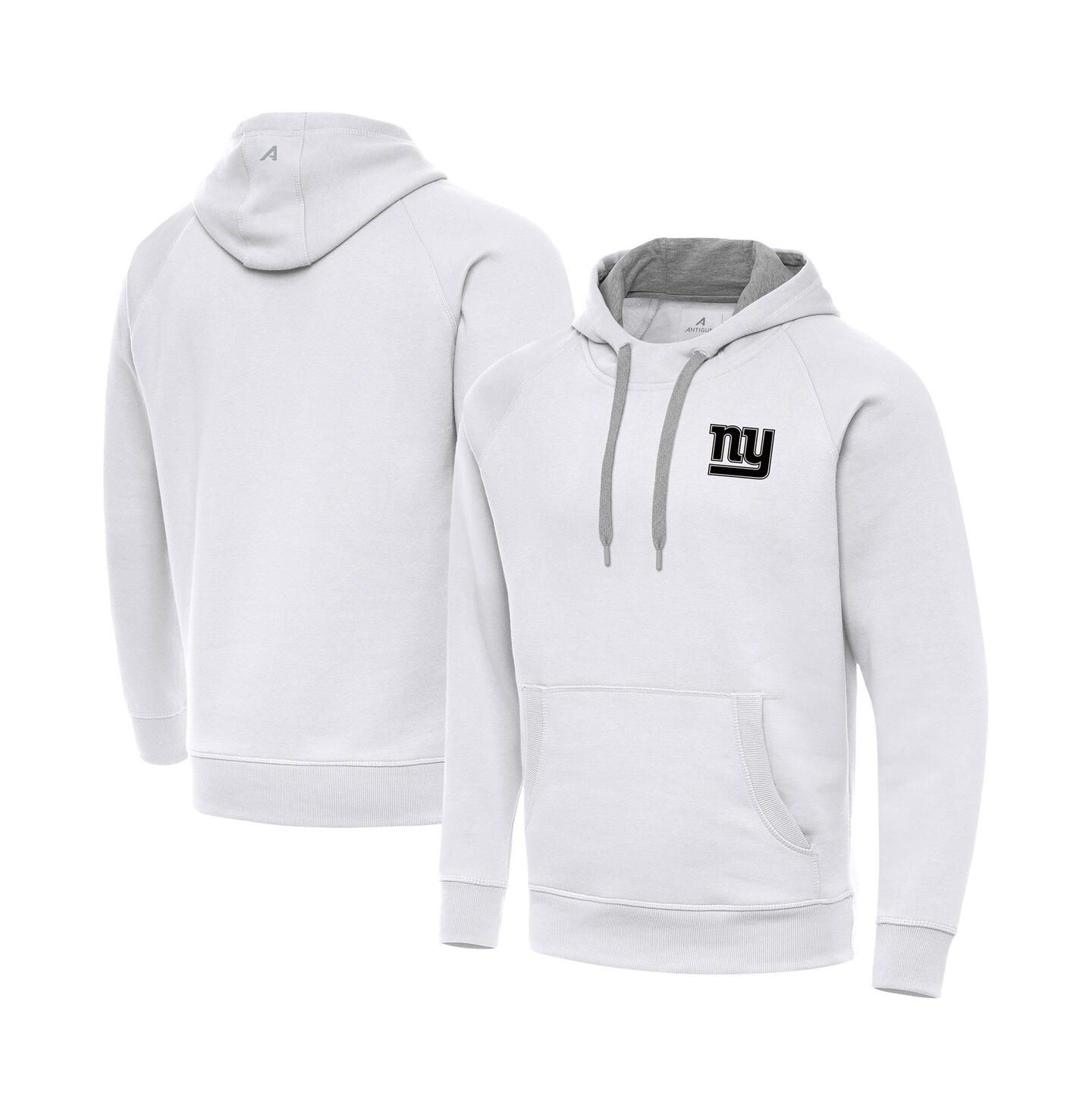 Мужское худи Antigua White New York Giants Brushed Carbon Victory Pullover — фото 1