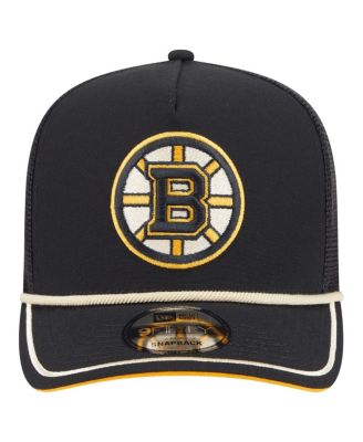 Men's Black Boston Bruins Vintage Team Rope A-Frame 9FIFTY Snapback Hat