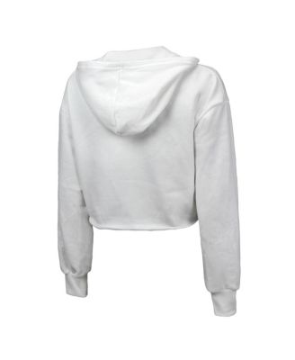 Women's White Indiana Pacers Tri-Blend Cropped Pullover Hoodie