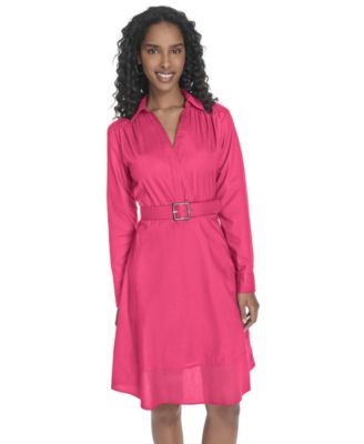 Calvin Klein - Women's V-Neck Long-Sleeve A-Line Dress