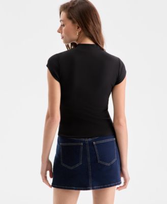 Women's Ribbed Second-Skin Mock-Neck Top