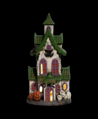 22.75" LED Lighted Haunted House with Skulls Halloween Decoration
