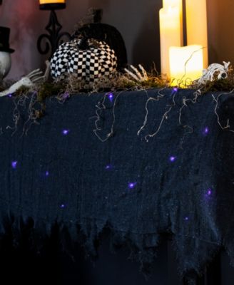 7075" Lighted Raggedy Halloween Valance with Purple LED Lights