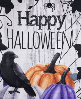 "Happy Halloween" Pumpkins and Crow Outdoor House Flag, 40" x 28"