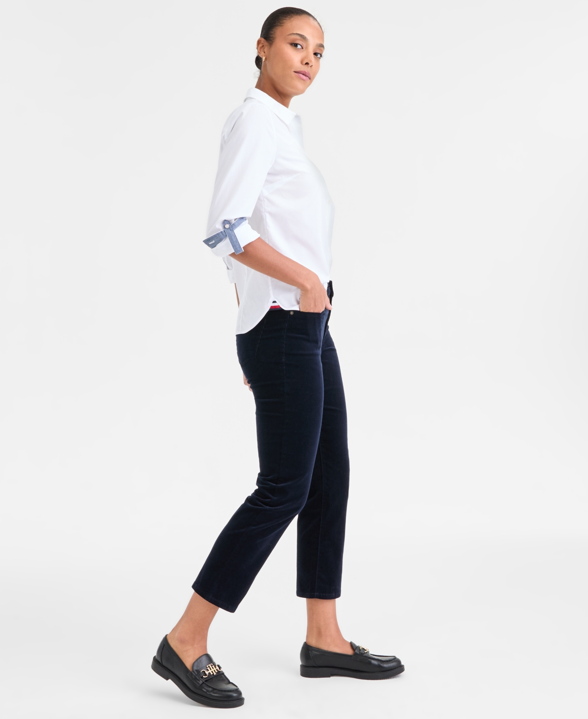 Tommy Hilfiger Women's Straight Corduroy Pants In Black