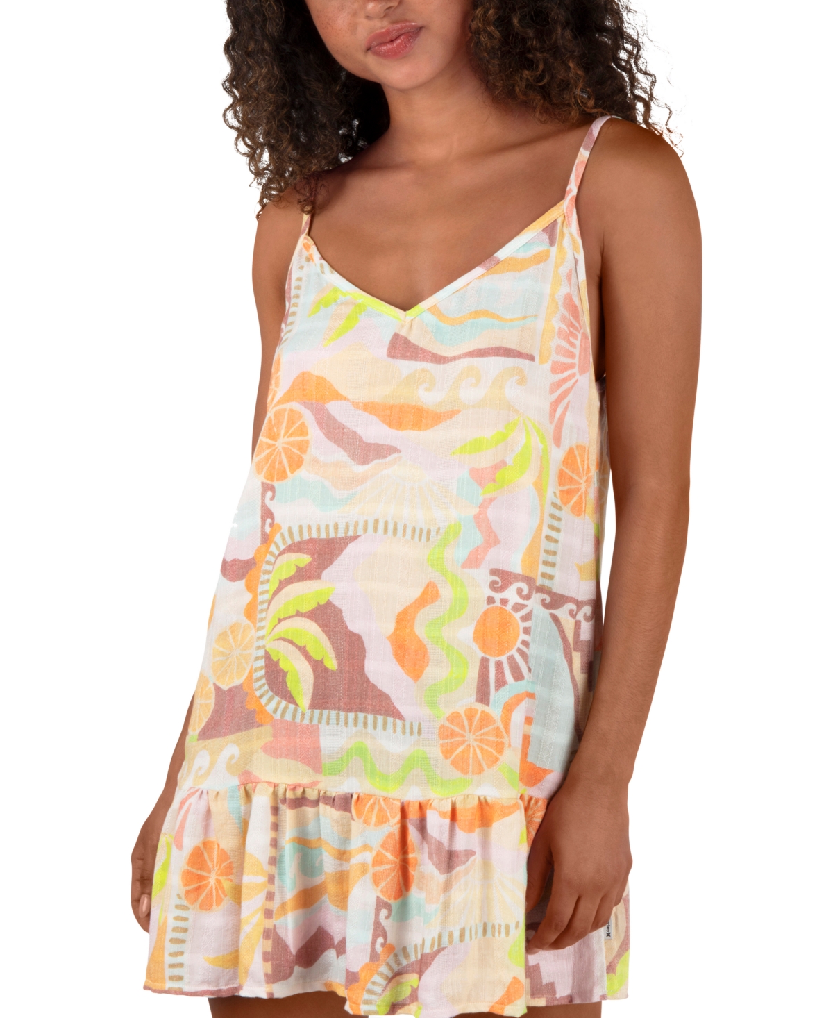 Hurley Juniors' Vacay Dreams V-neck Mini Cover-up Dress In Multi
