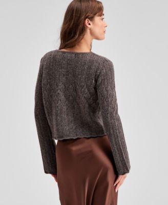 Women's Pointelle Tie-Front Cardigan, Exclusively at Macy's