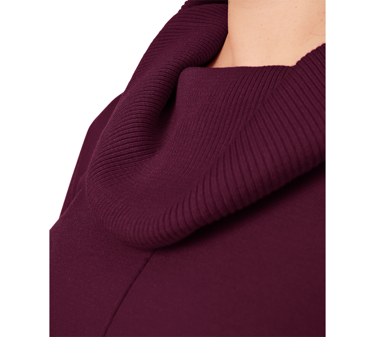 Melissa Paige Plus Size Cowlneck High-low Sweater In Purple