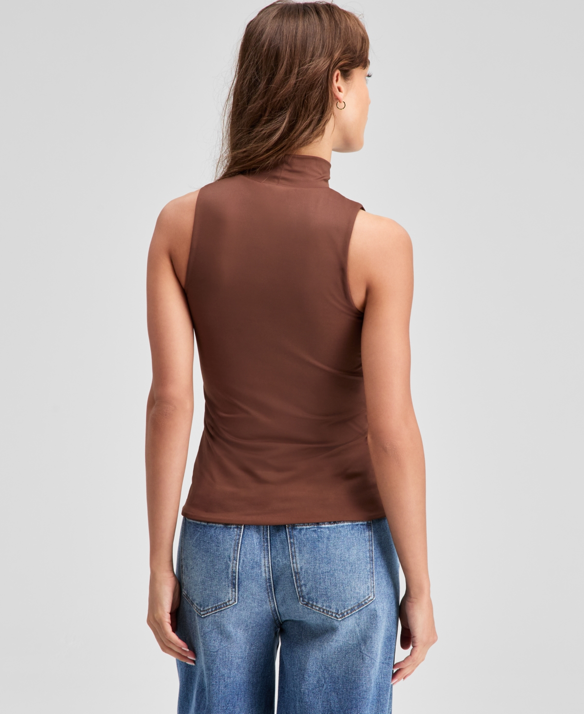 And Now This Women's Mock Neck Fitted Tank, Exclusively At Macy's In Brown