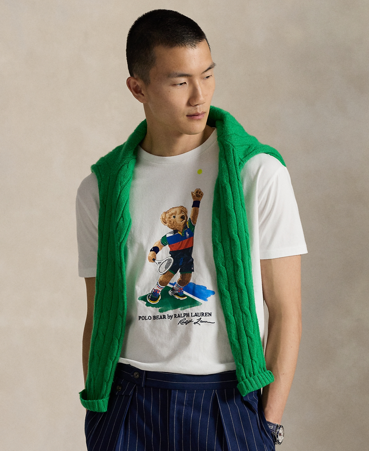 Polo Ralph Lauren Unisex Us Open Classic-fit Polo Bear T-shirt In White