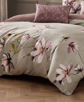 Purple Lilies Bedding 5 Piece Queen Size Reversible Comforter Set