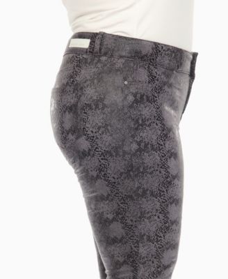 Plus Size Faux Suede Snake Print Pants