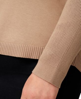 Plus Size Ribbed-Yoke Pullover Sweater
