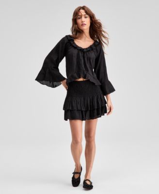 Women's Ruffle-Trim Cropped Blouse, Exclusively at Macy's