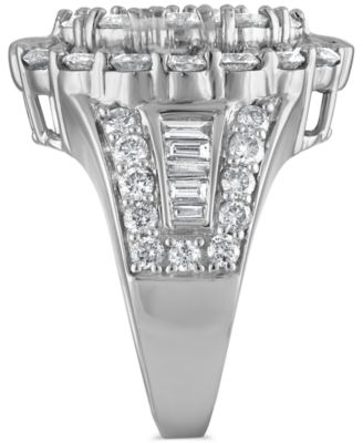 Diamond Halo Cluster Oval Ring (4 ct. t.w.) in 14k White Gold