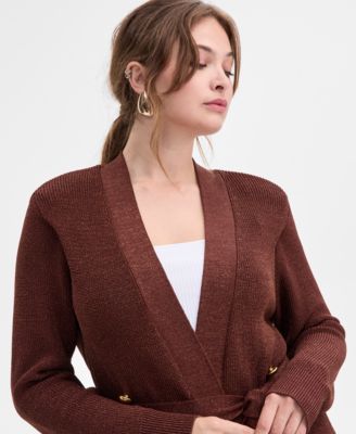 Plus Size Metallic Double-Breasted Cardigan, Created for Macy's