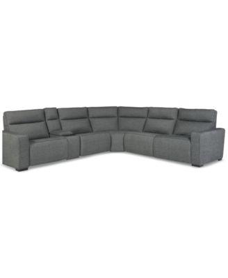 Miren 6-Pc. Fabric Sectional with 2 Power Headrest Recliners with Console