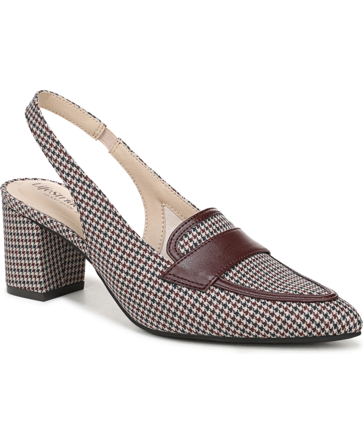 Women's Angel Pointed Toe Block Heel Slingback Pumps - Dark Brown Croc Faux Leather
