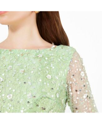 Beaded Bodice Column Gown with Cascading Train