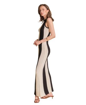 Women's Vertical Stripe Fitted Maxi Dress