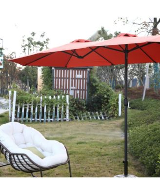 14.8 Ft Double Sided Outdoor Umbrella Rectangular Large with Crank ( Orange )