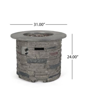 Outdoor 32" Round MgO Propane Fire Pit, Grey Top - 40,000 BTU