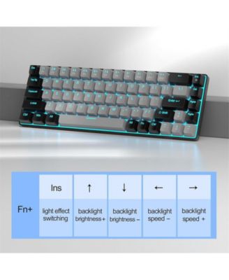 Portable 60% Mechanical Gaming Keyboard,Backlit Compact 68 Keys Mini Wired Office Keyboard with Blue Switch - Grey/Black